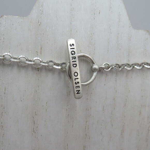 Sigrid Olsen Necklace Polished Tigers Eye Beads 20" Silver Tone Teardrop Pendant - Picture 4 of 5